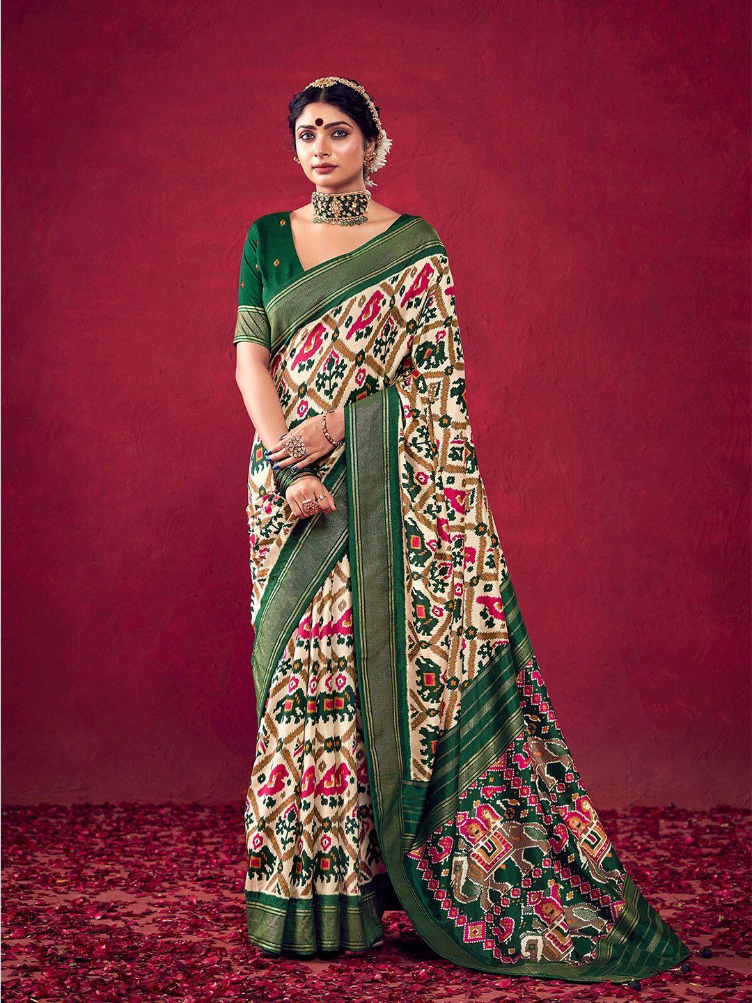 mitera ethnic zari silk cotton saree