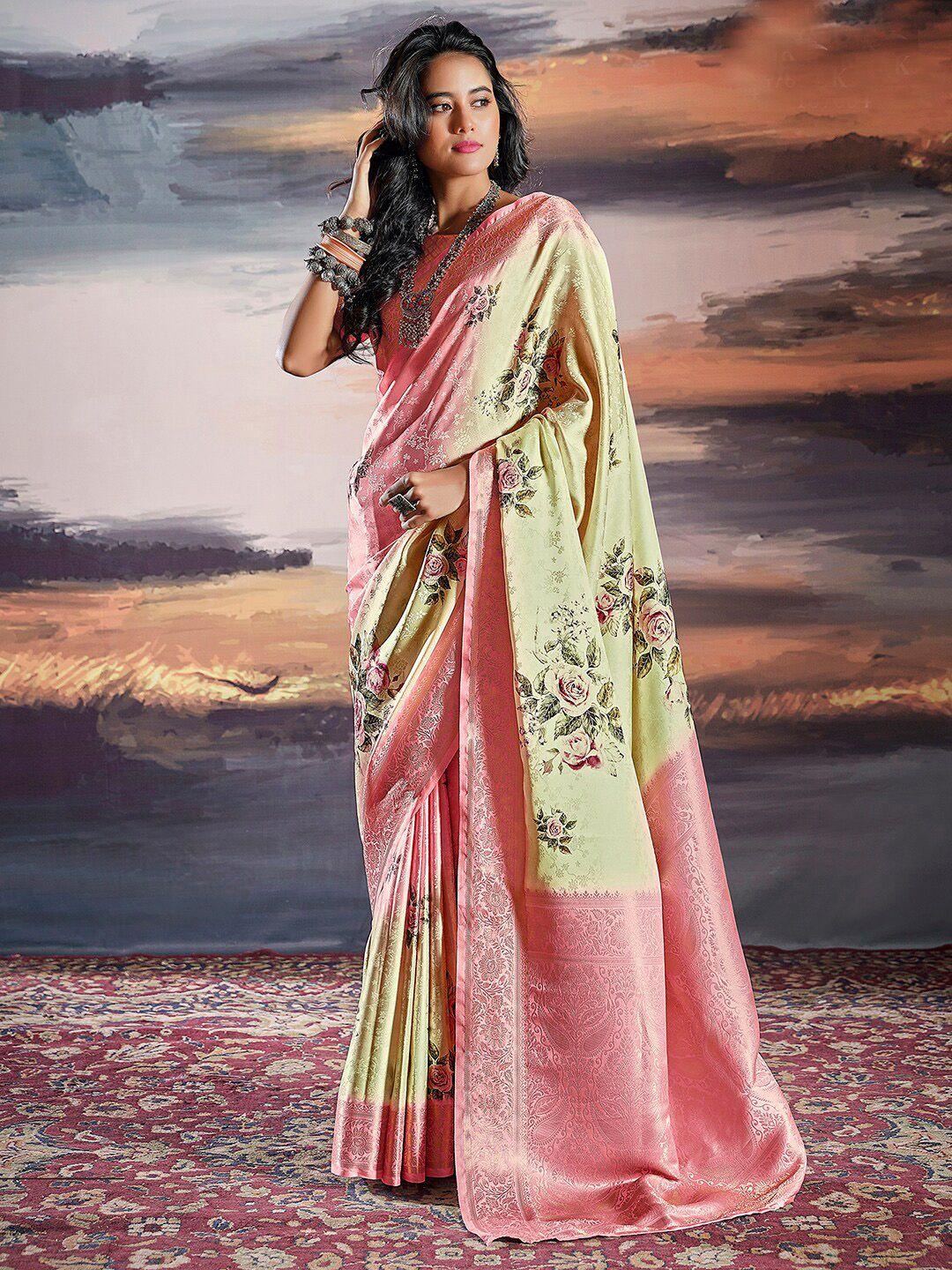 mitera floral art silk banarasi saree