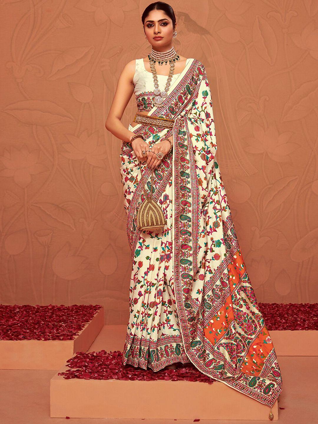 mitera floral art silk sungudi saree