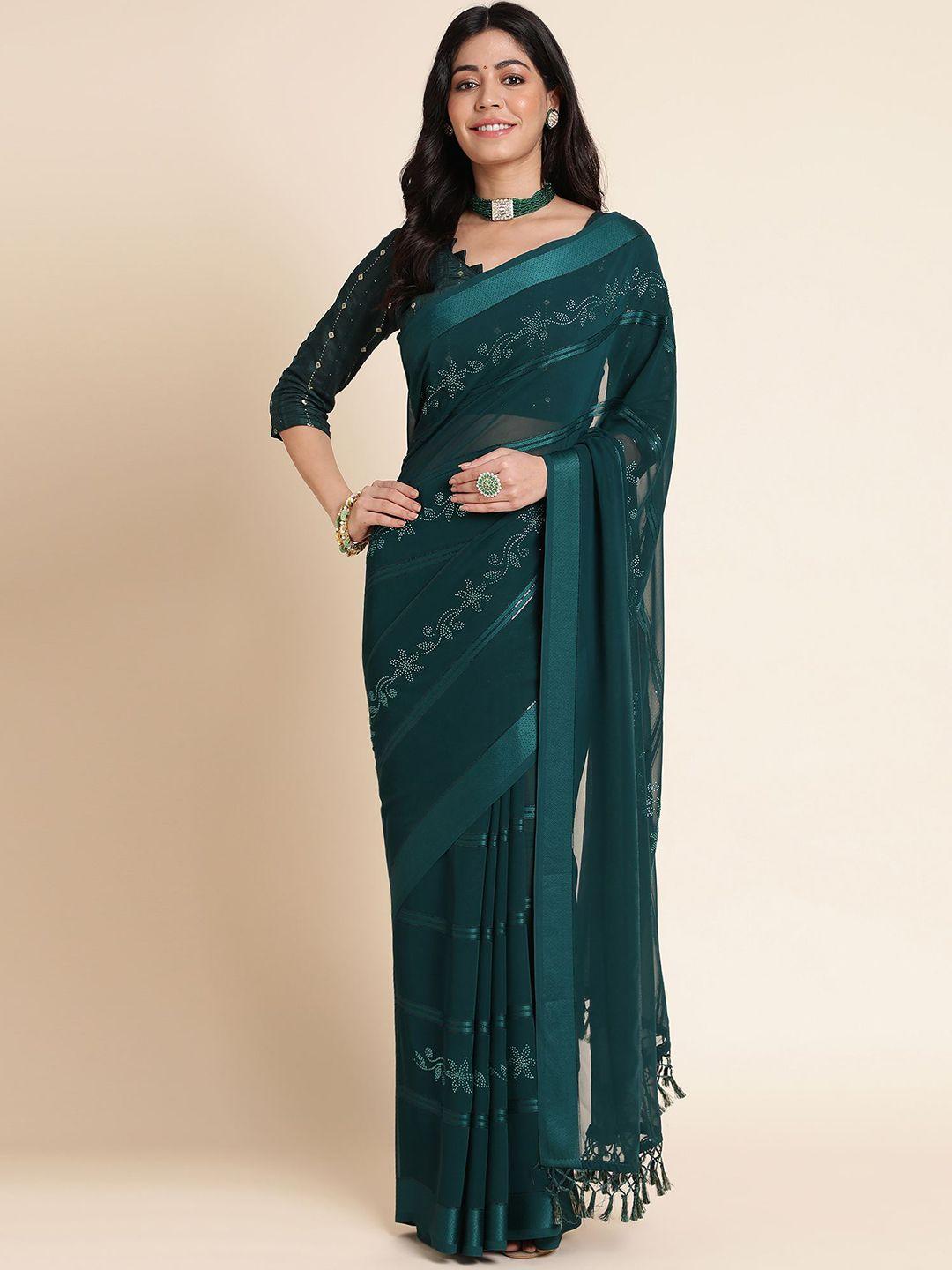 mitera floral beads and stones pure georgette saree