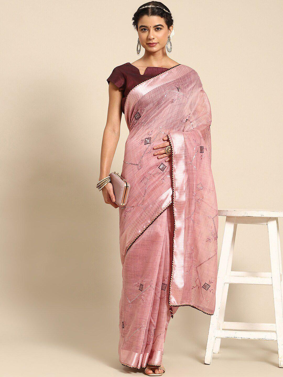 mitera floral embroidered art silk saree