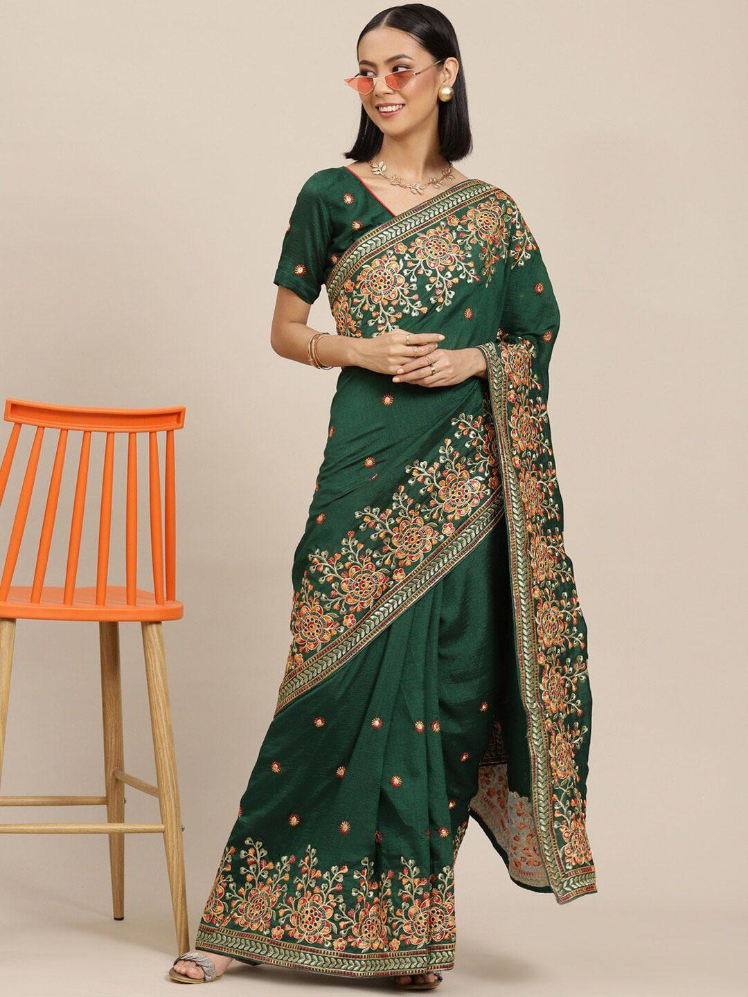 mitera floral embroidered pure georgette saree