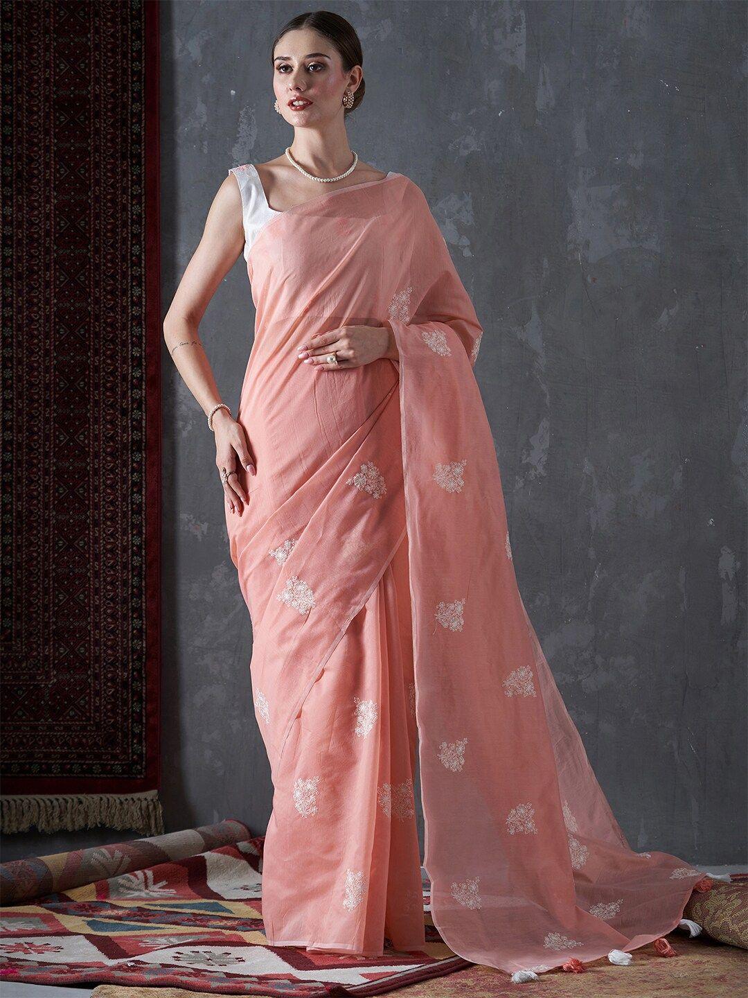 mitera floral embroidered saree