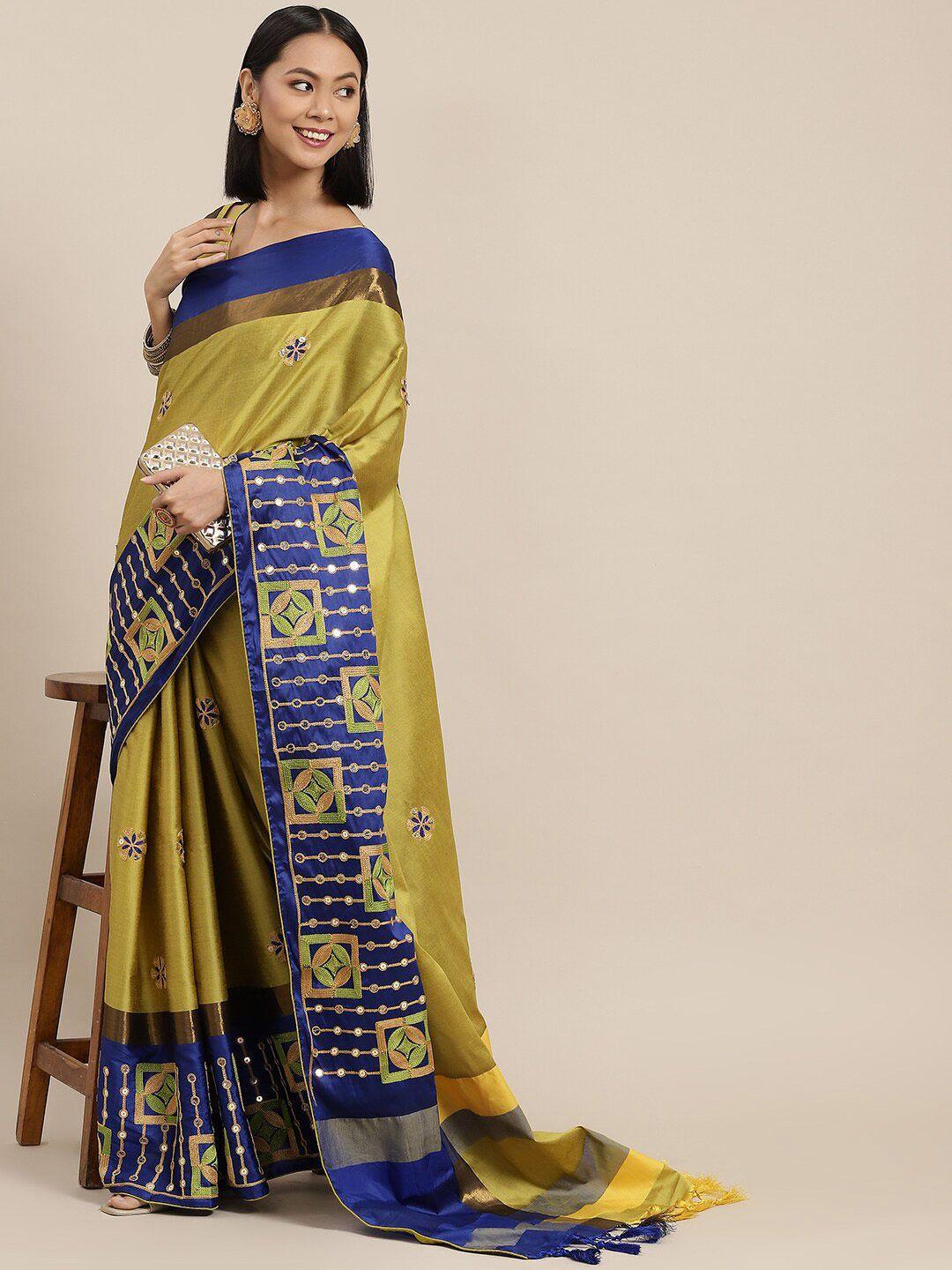 mitera floral embroidered sequinned saree