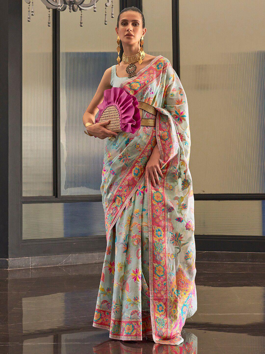 mitera floral motif woven design banarasi saree