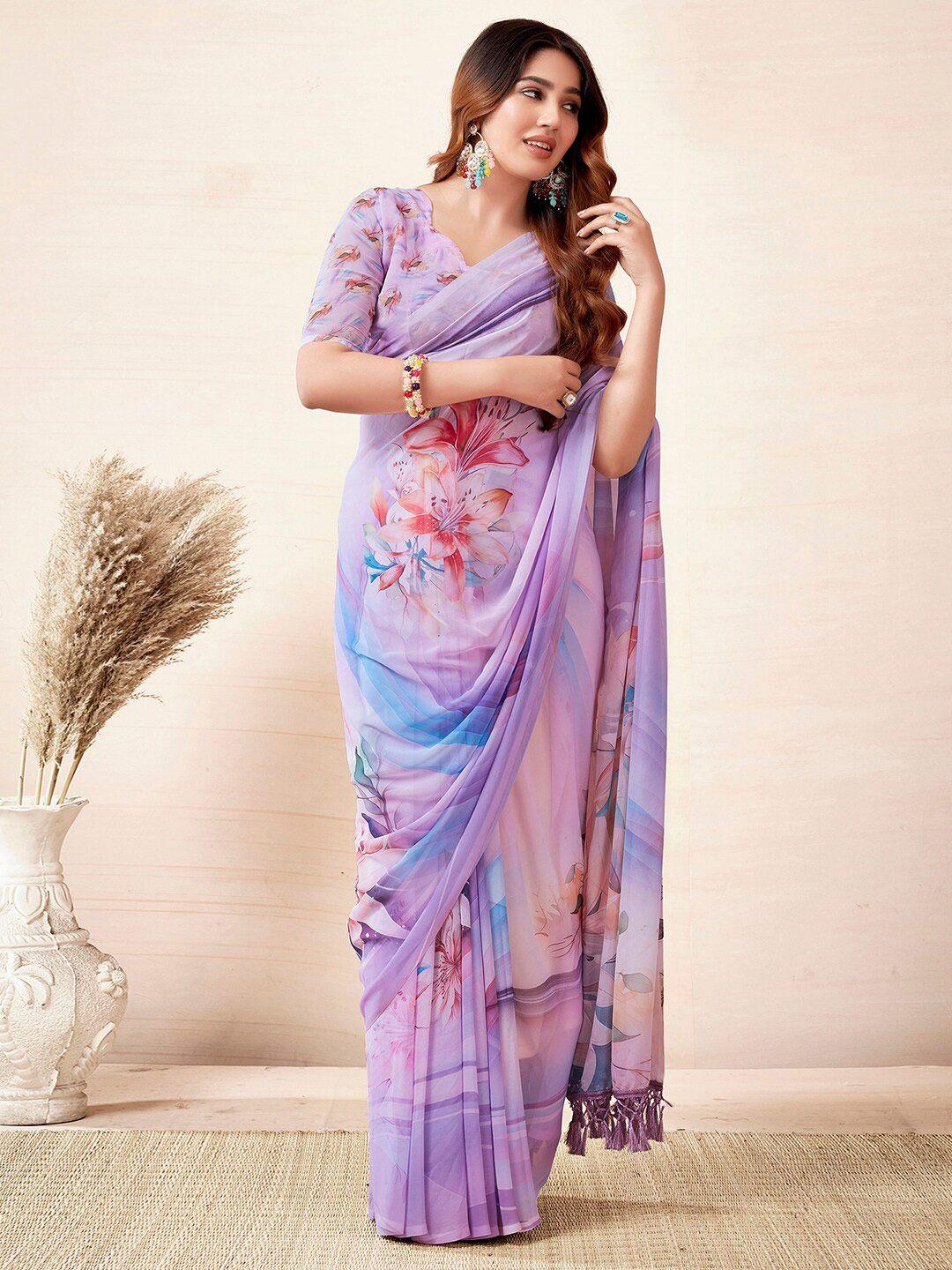 mitera floral poly georgette maheshwari saree