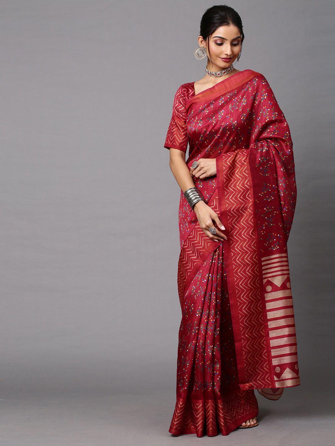 mitera floral printed banarasi saree