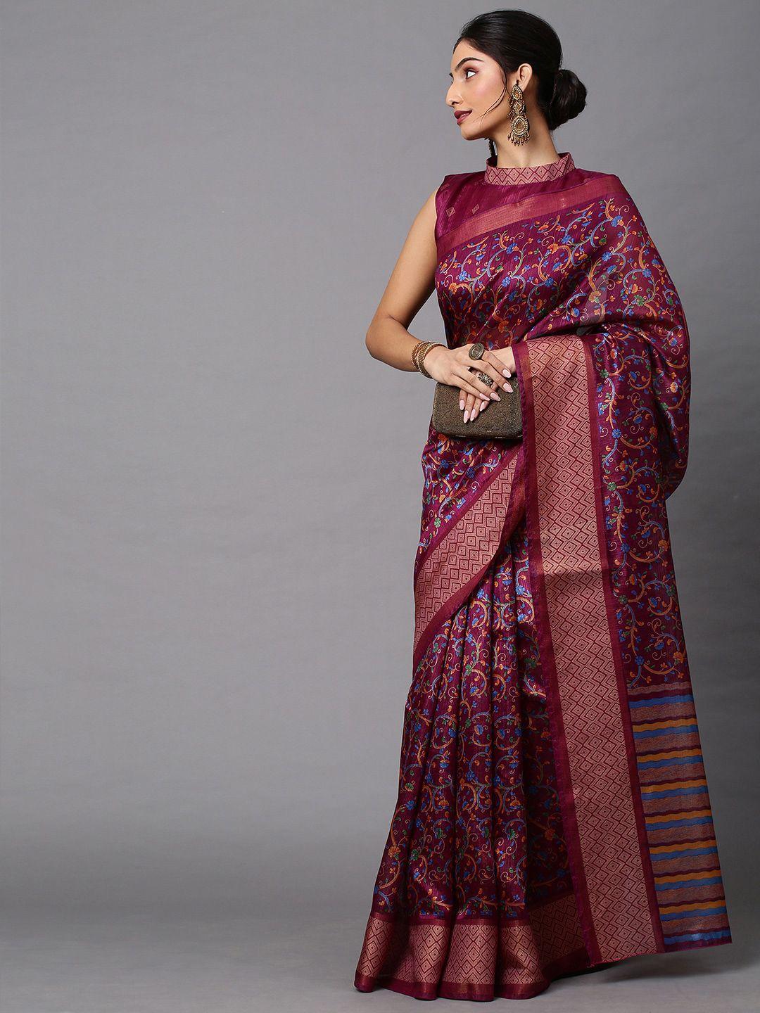 mitera floral printed banarasi saree