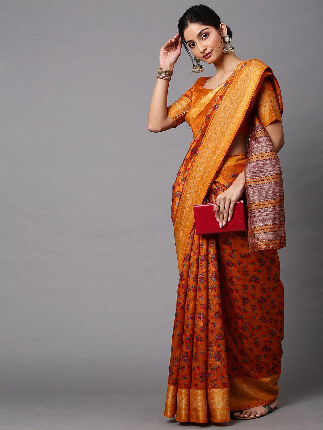 mitera floral printed banarasi saree