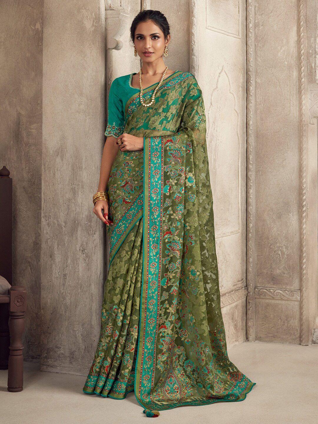 mitera floral printed brasso saree