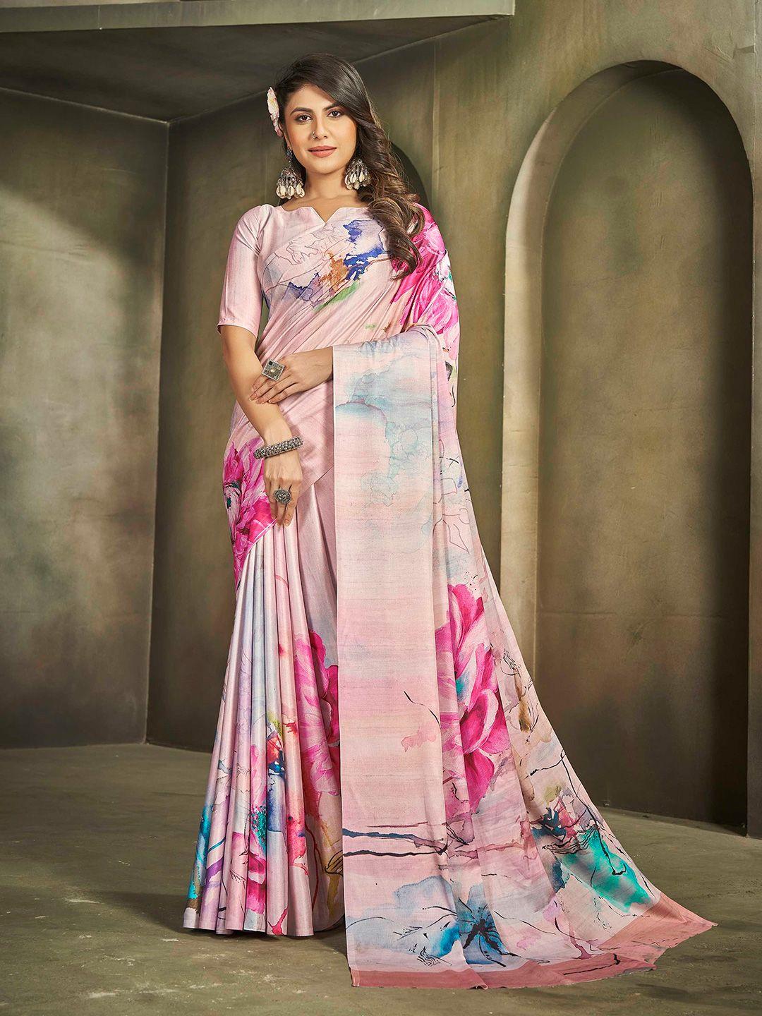 mitera floral printed poly crepe designer saree