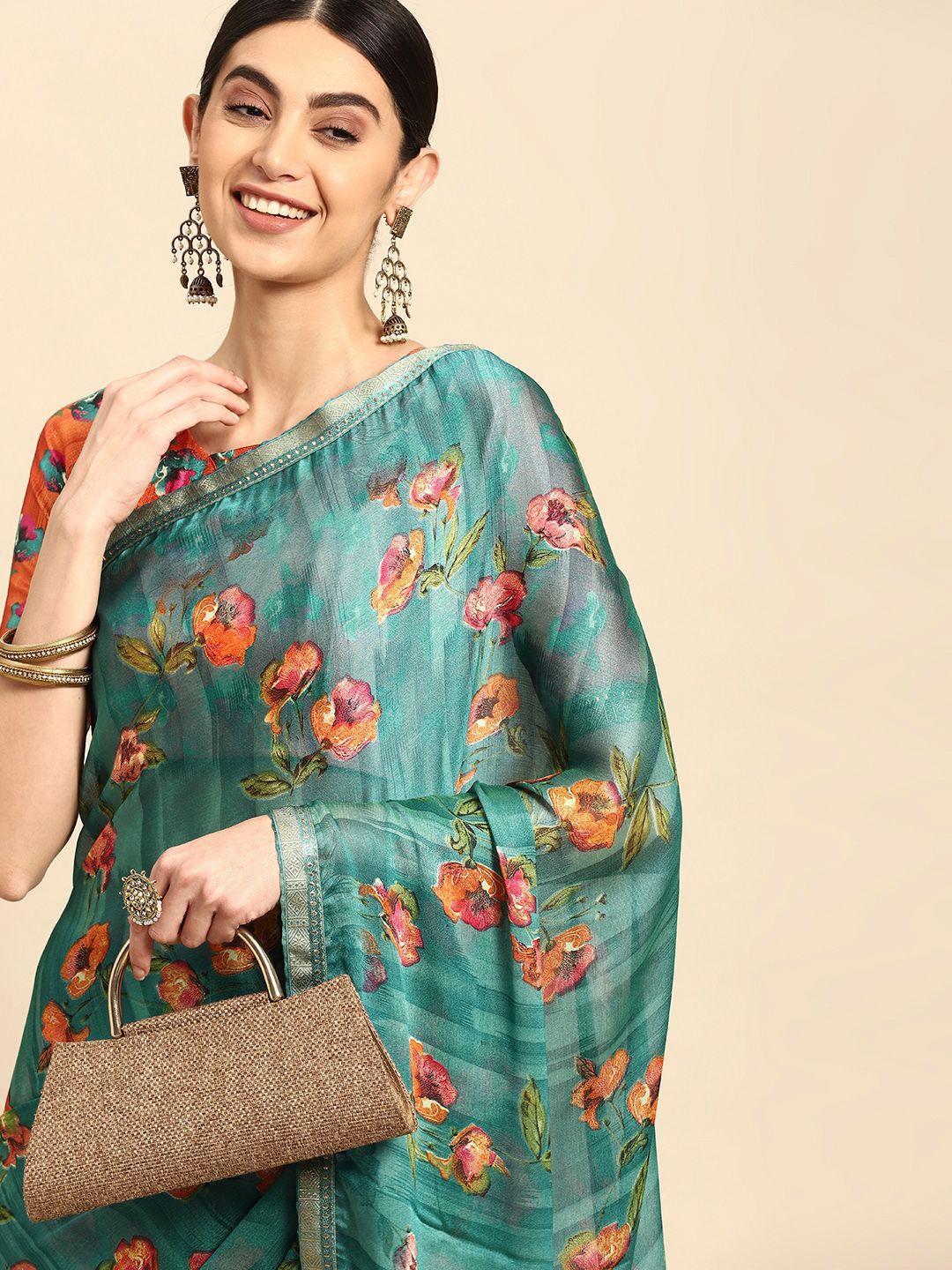 mitera floral printed pure chiffon saree