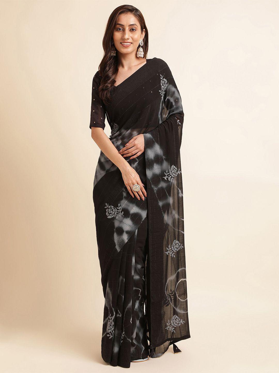 mitera floral printed pure georgette saree