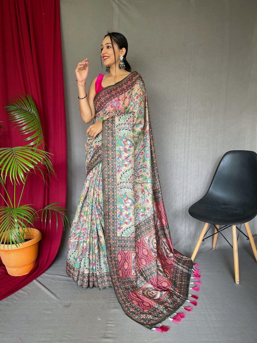 mitera floral printed saree