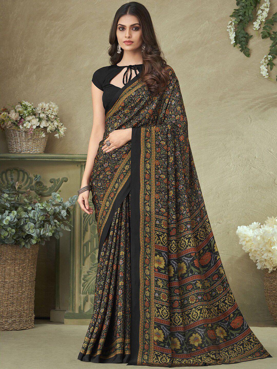 mitera floral printed silk blend saree