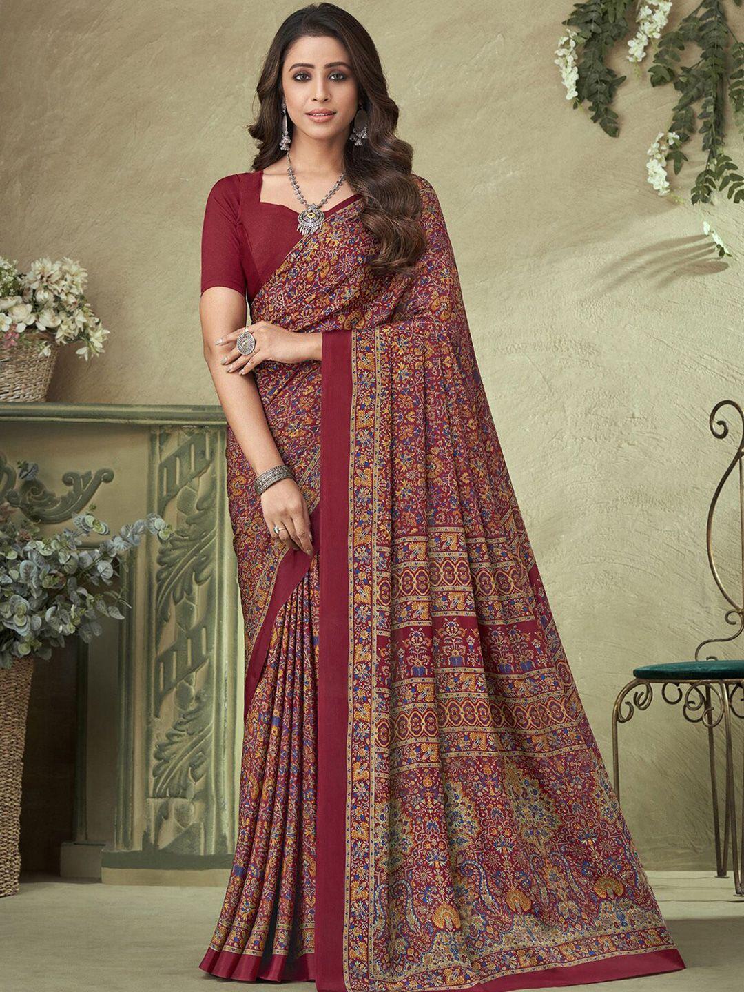 mitera floral printed silk blend saree