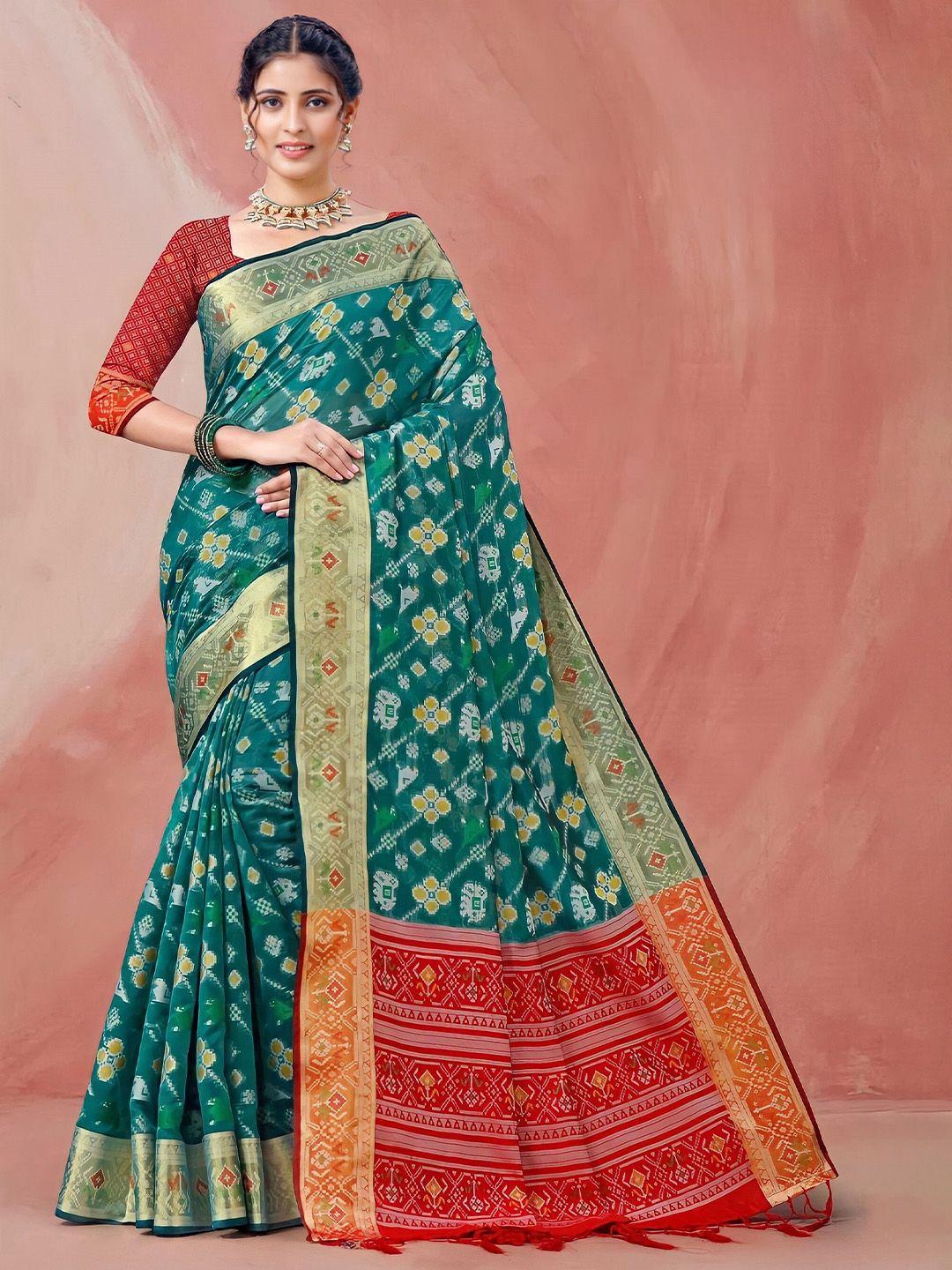 mitera floral printed zari organza banarasi saree