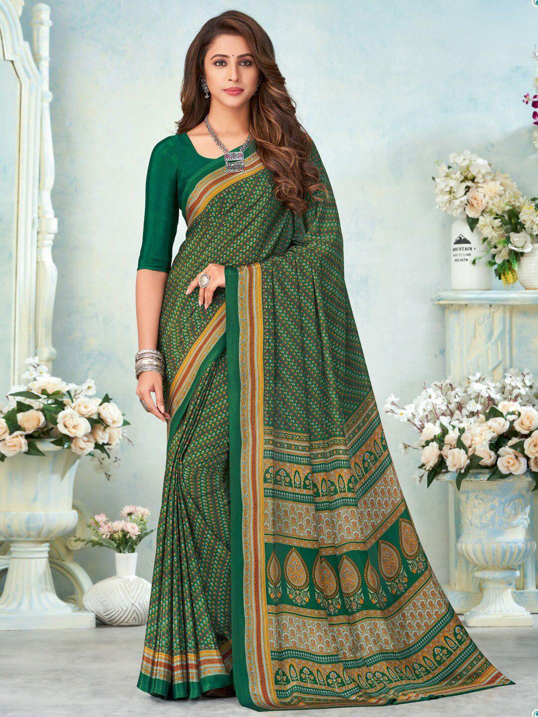 mitera floral pure crepe bagru saree