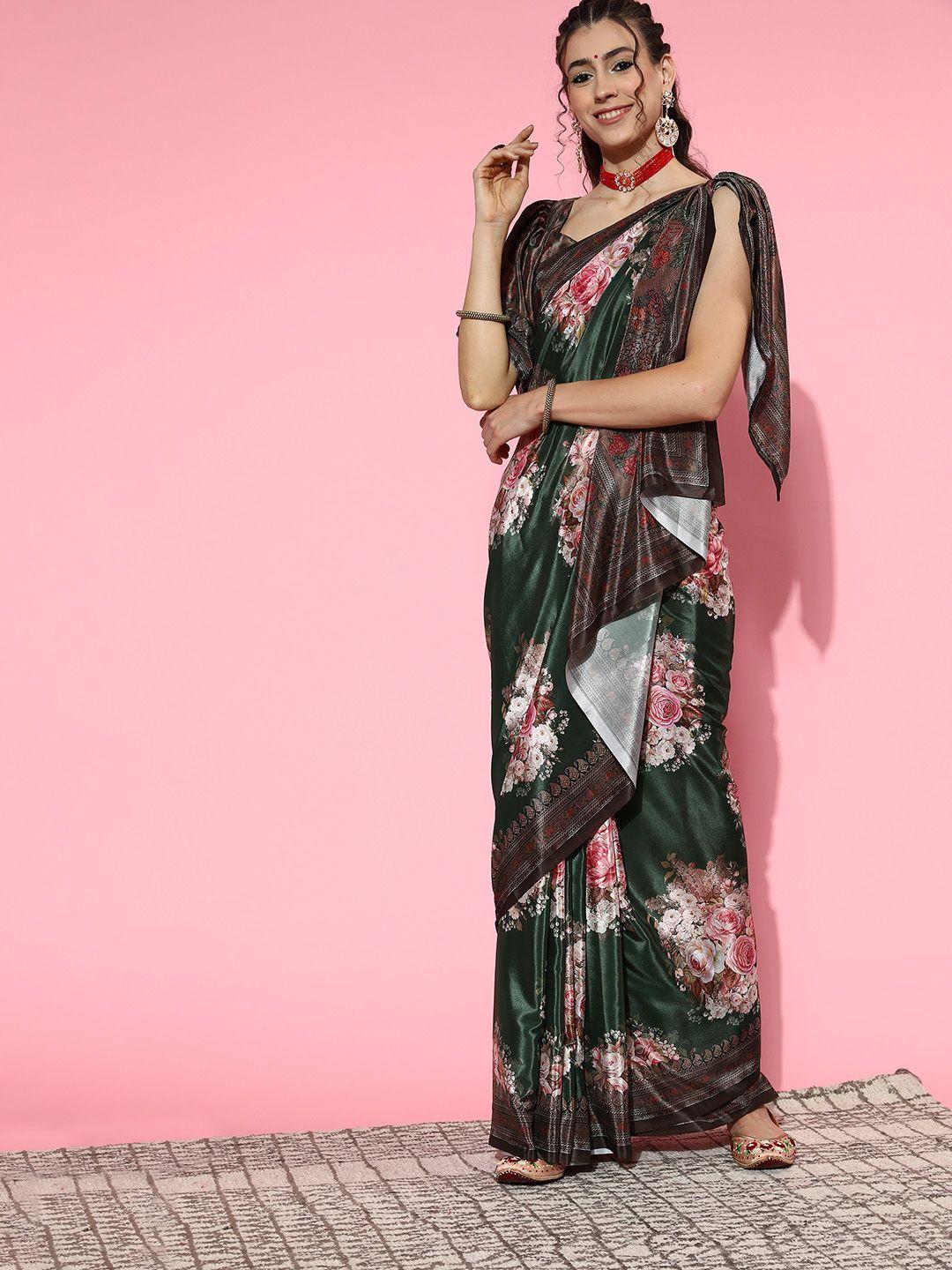 mitera floral saree with printed border