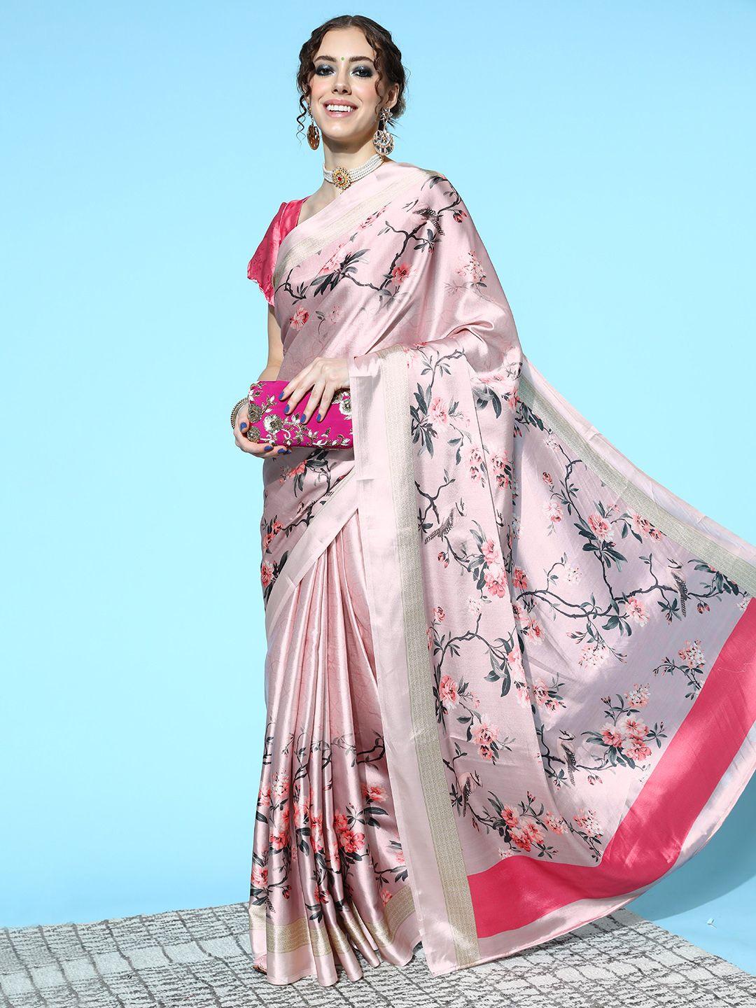 mitera floral saree with solid border