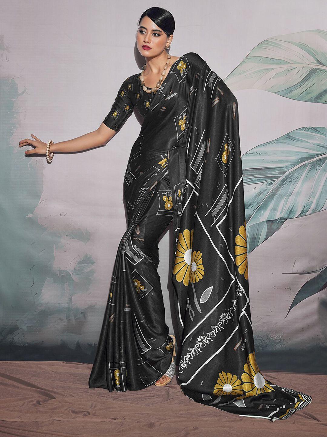 mitera floral satin fusion sungudi saree