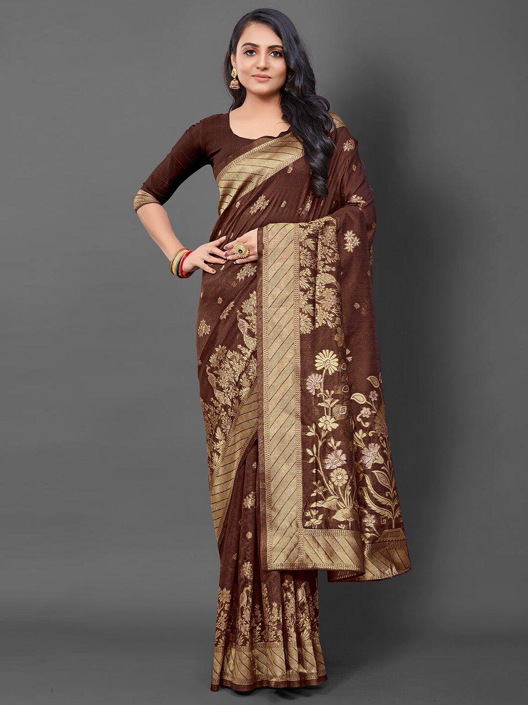 mitera floral silk blend banarasi saree