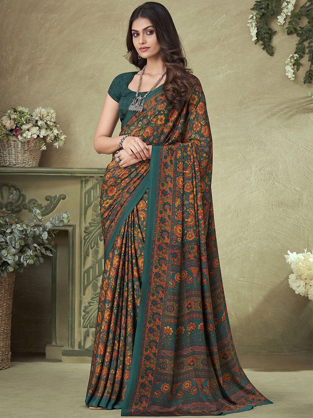 mitera floral silk blend saree