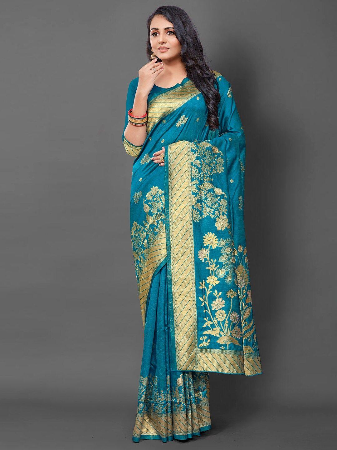 mitera floral woven design banarasi saree