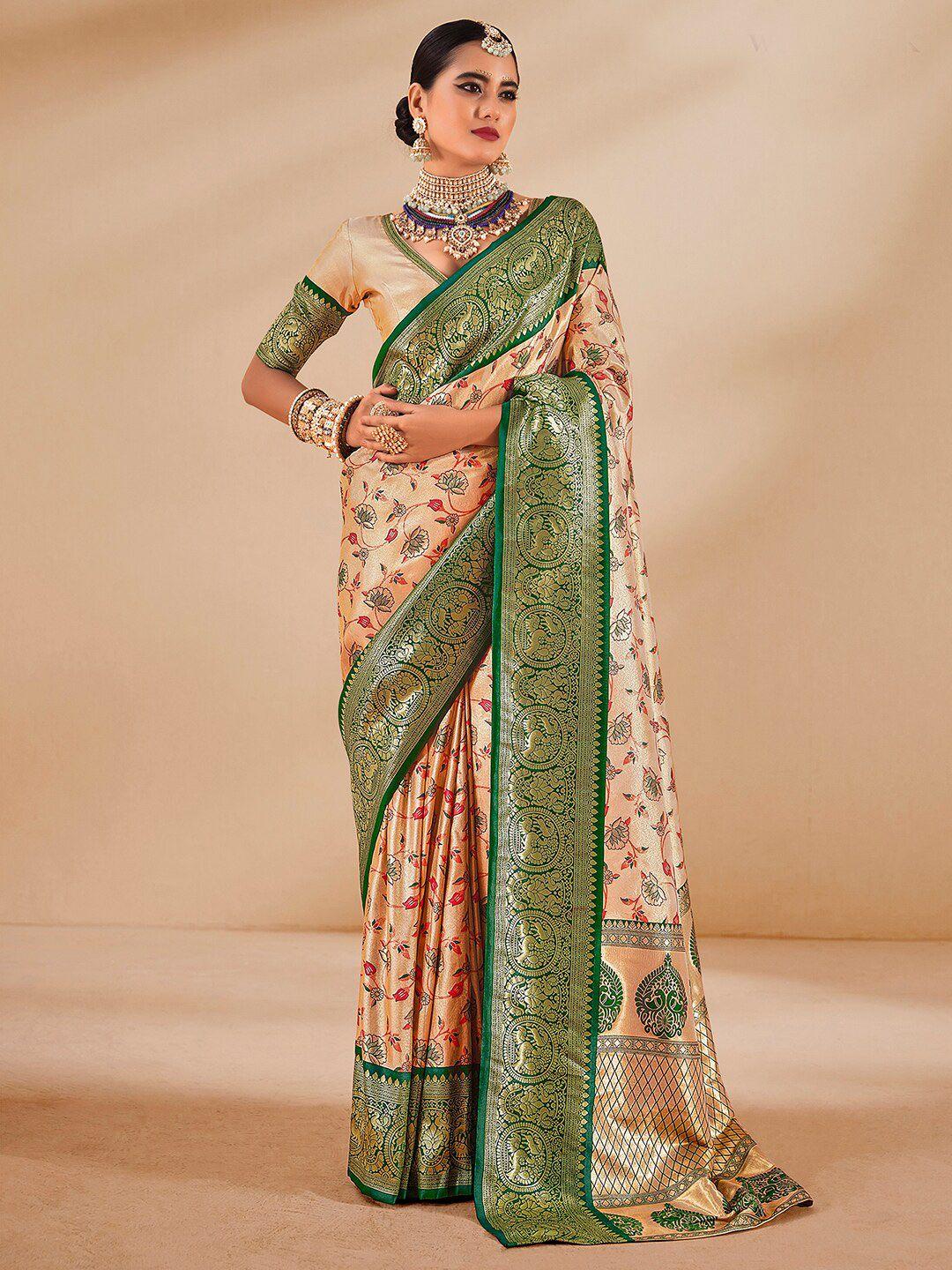 mitera floral woven design banarasi zari saree