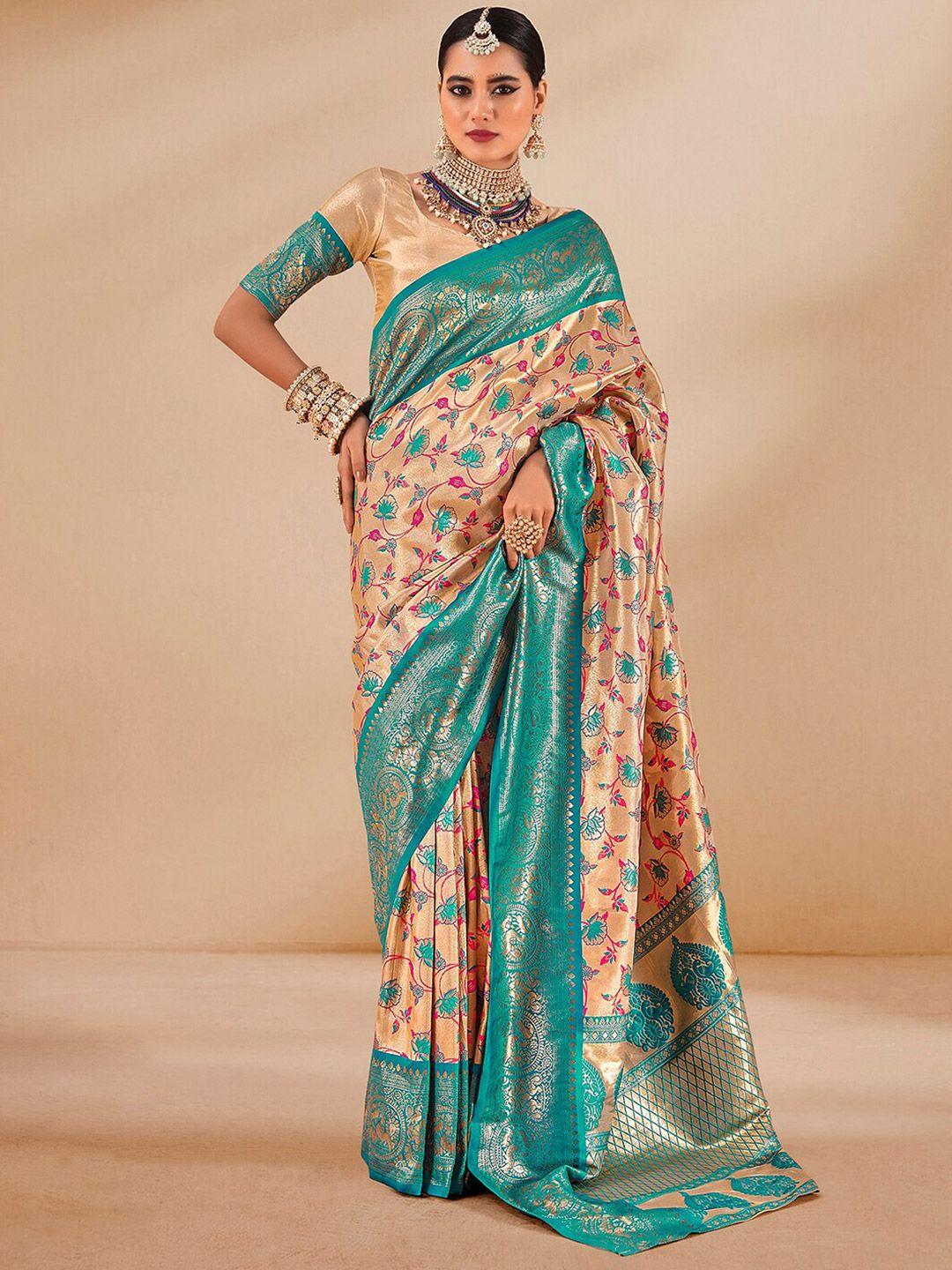 mitera floral woven design banarasi zari saree