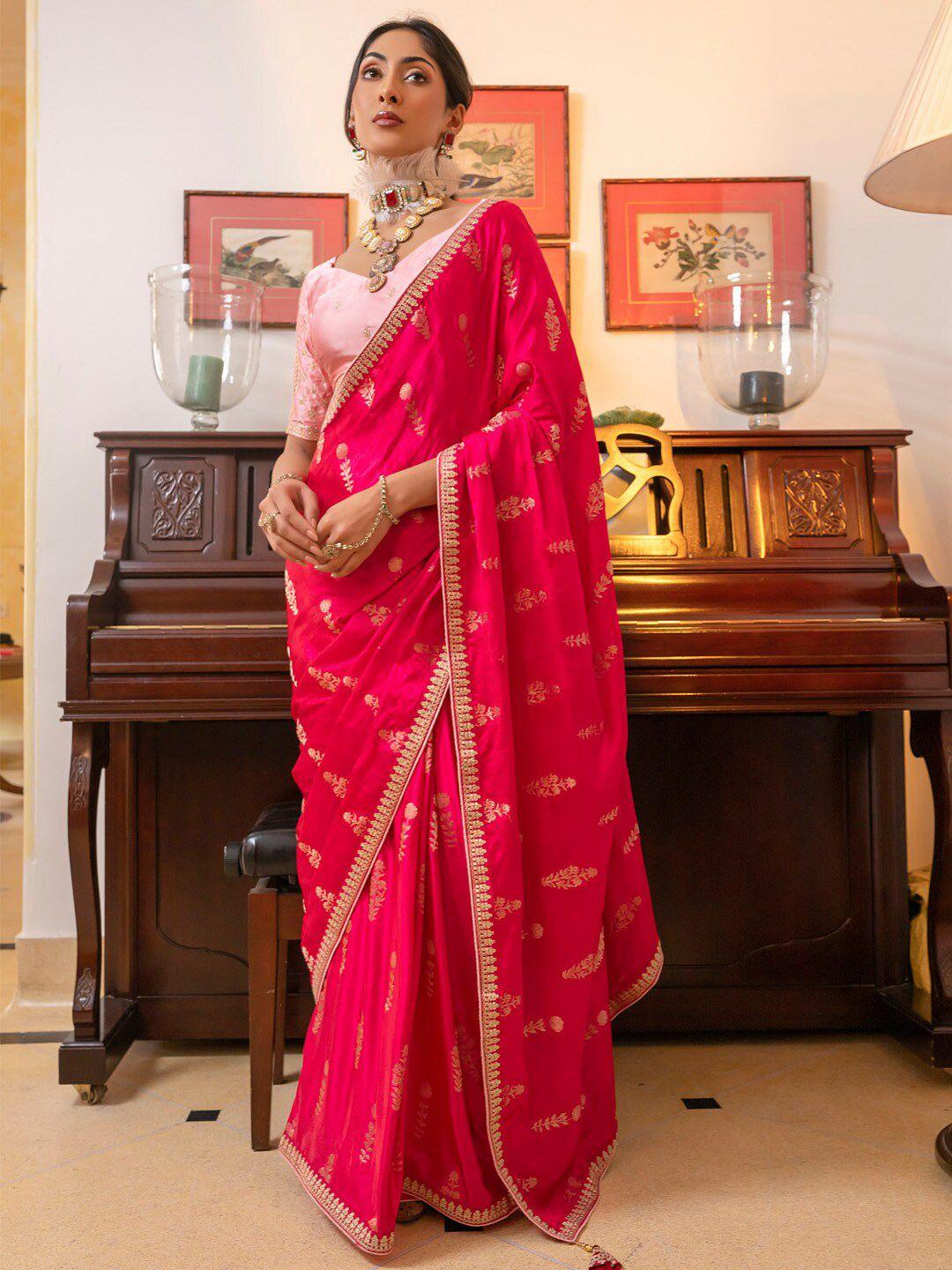 mitera floral woven design embellished saree