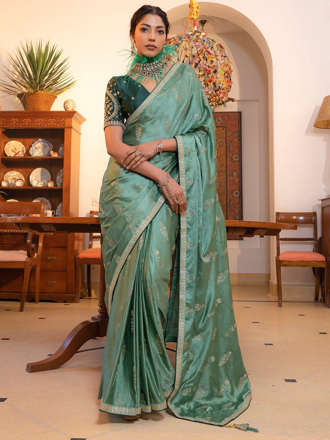 mitera floral woven design embellished saree