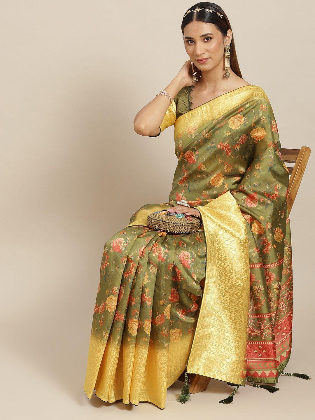 mitera floral woven design zari banarasi saree