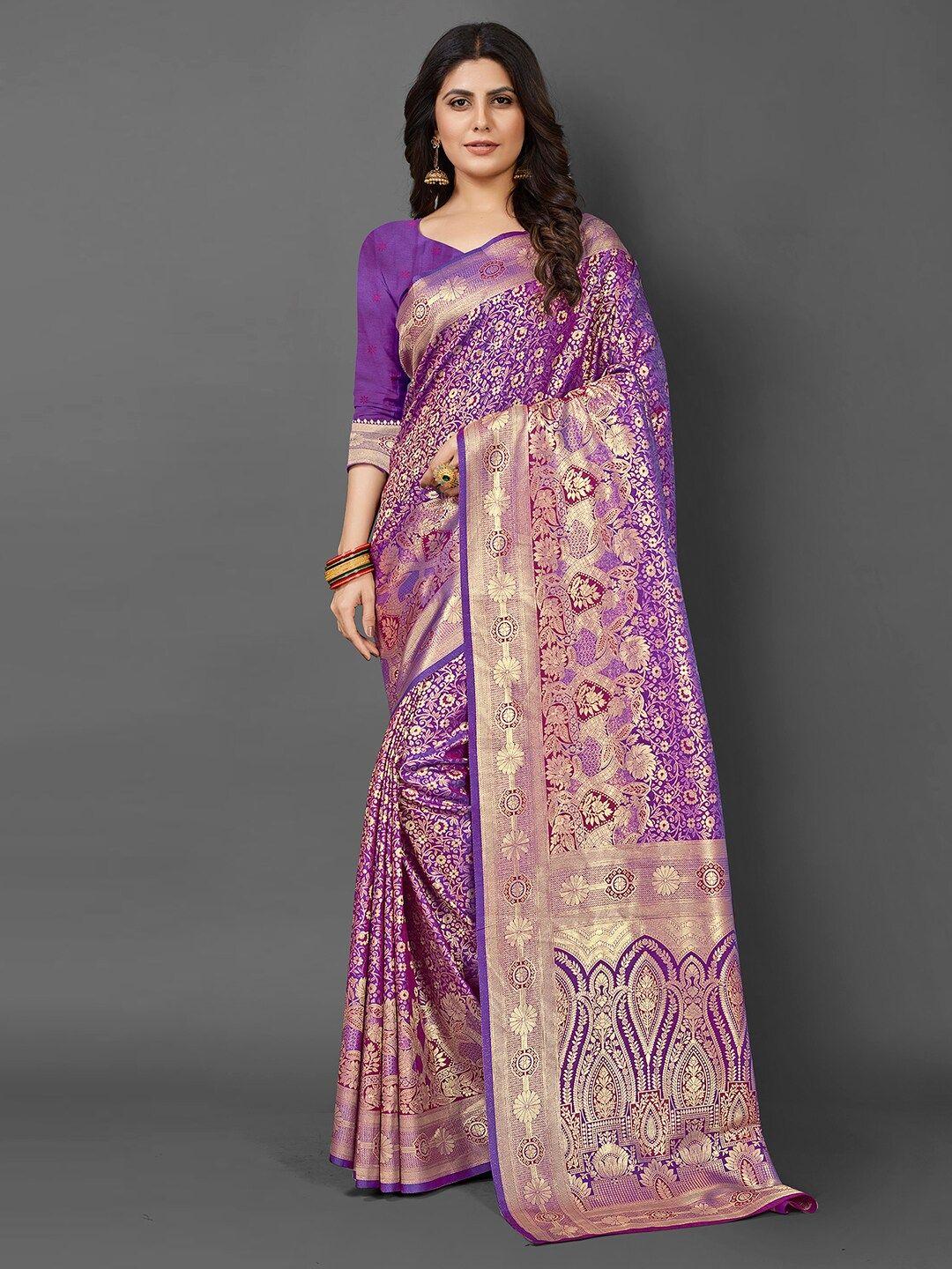 mitera floral woven design zari kanjeevaram saree