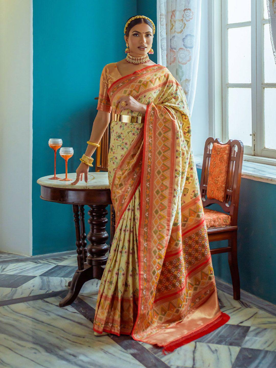 mitera floral woven design zari patola banarasi saree