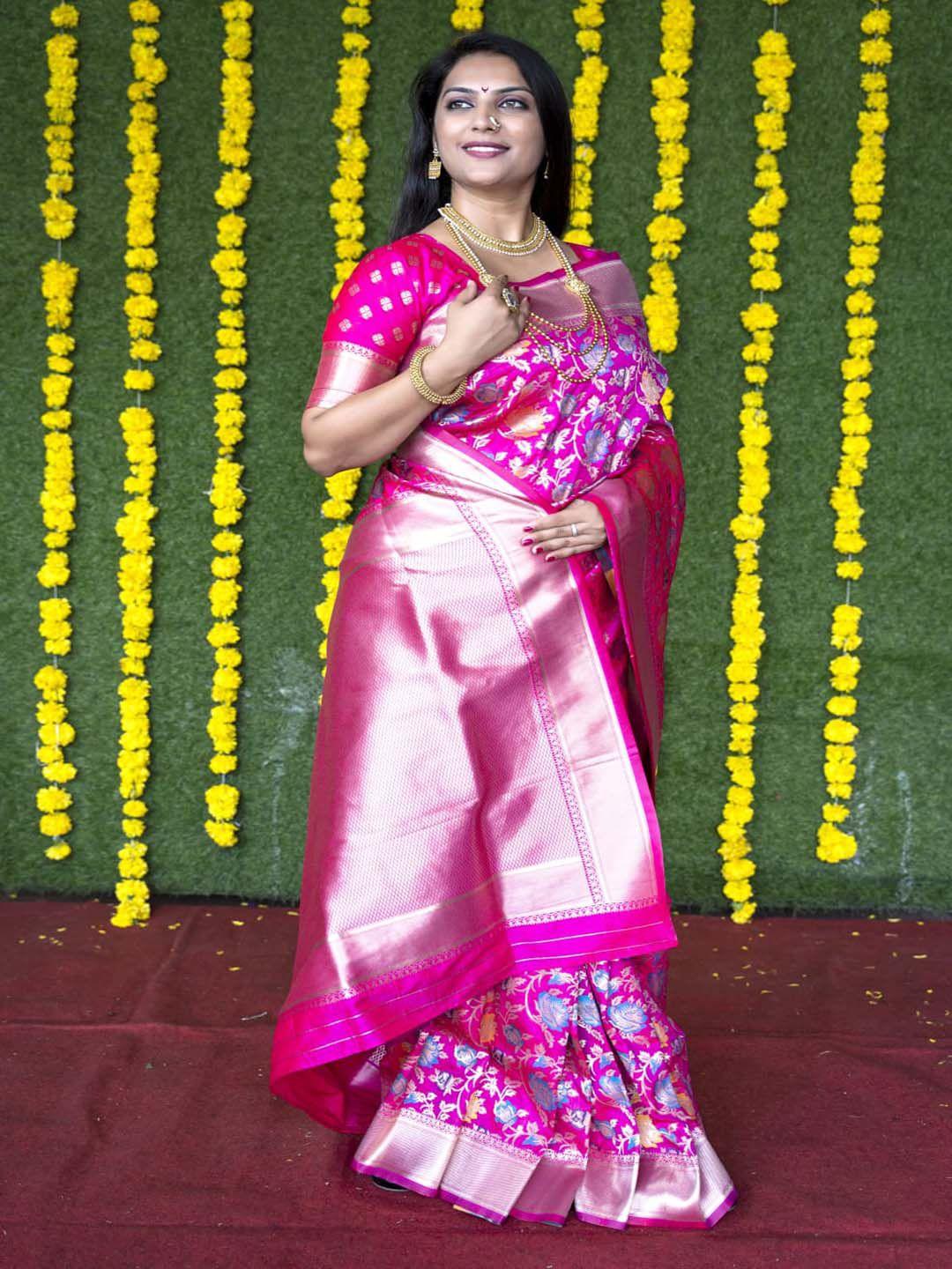 mitera floral woven design zari saree