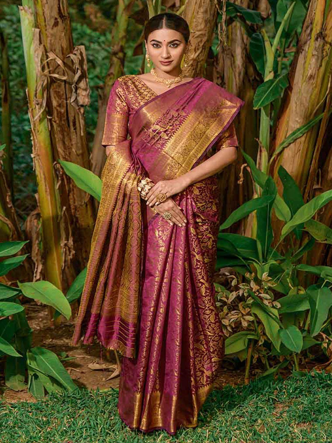 mitera floral woven design zari saree