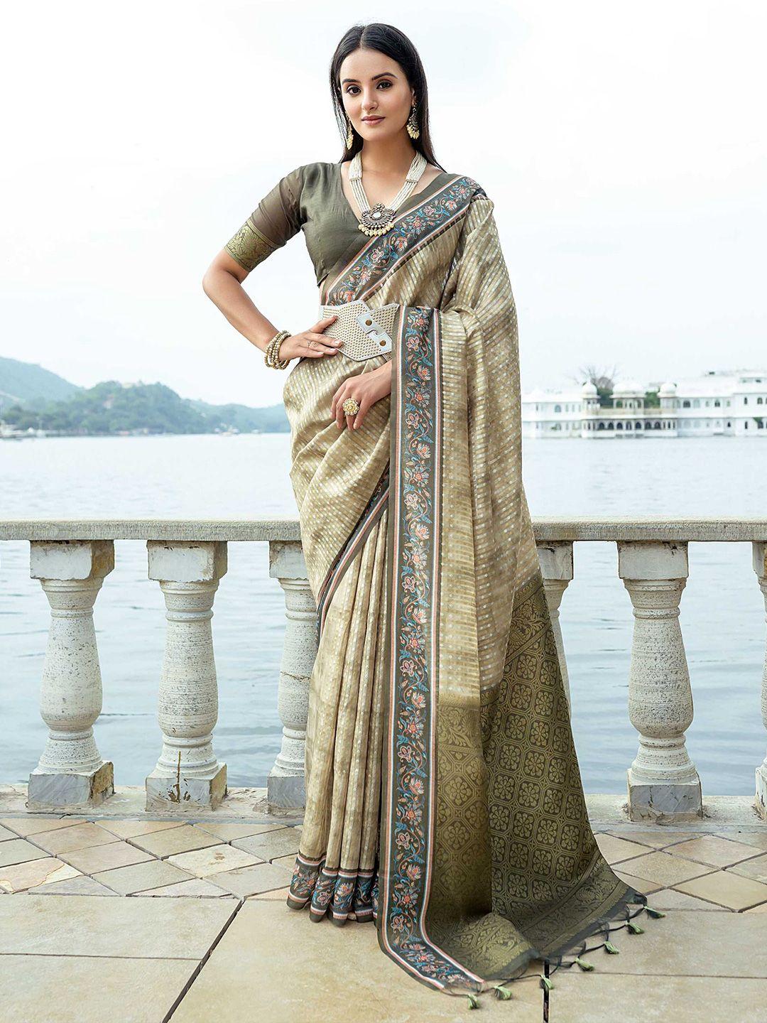 mitera floral woven design zari saree