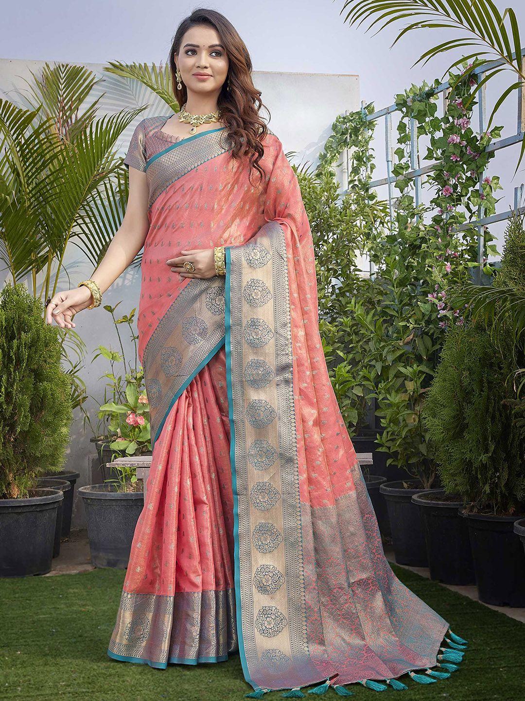 mitera floral woven design zari silk banarasi saree