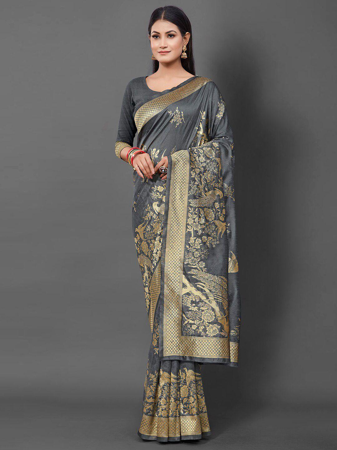 mitera floral woven design zari silk cotton banarasi saree