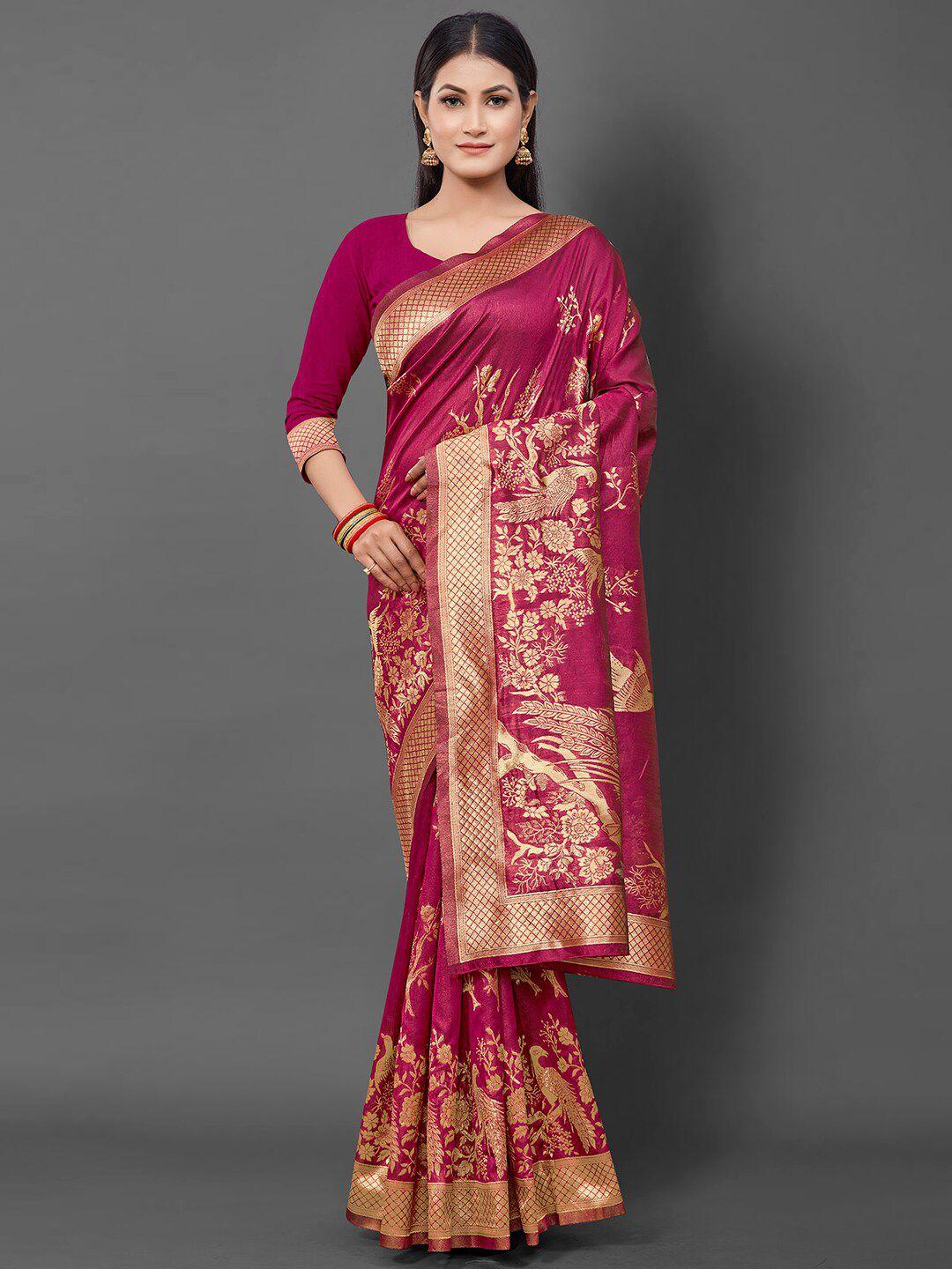 mitera floral woven design zari silk cotton banarasi saree