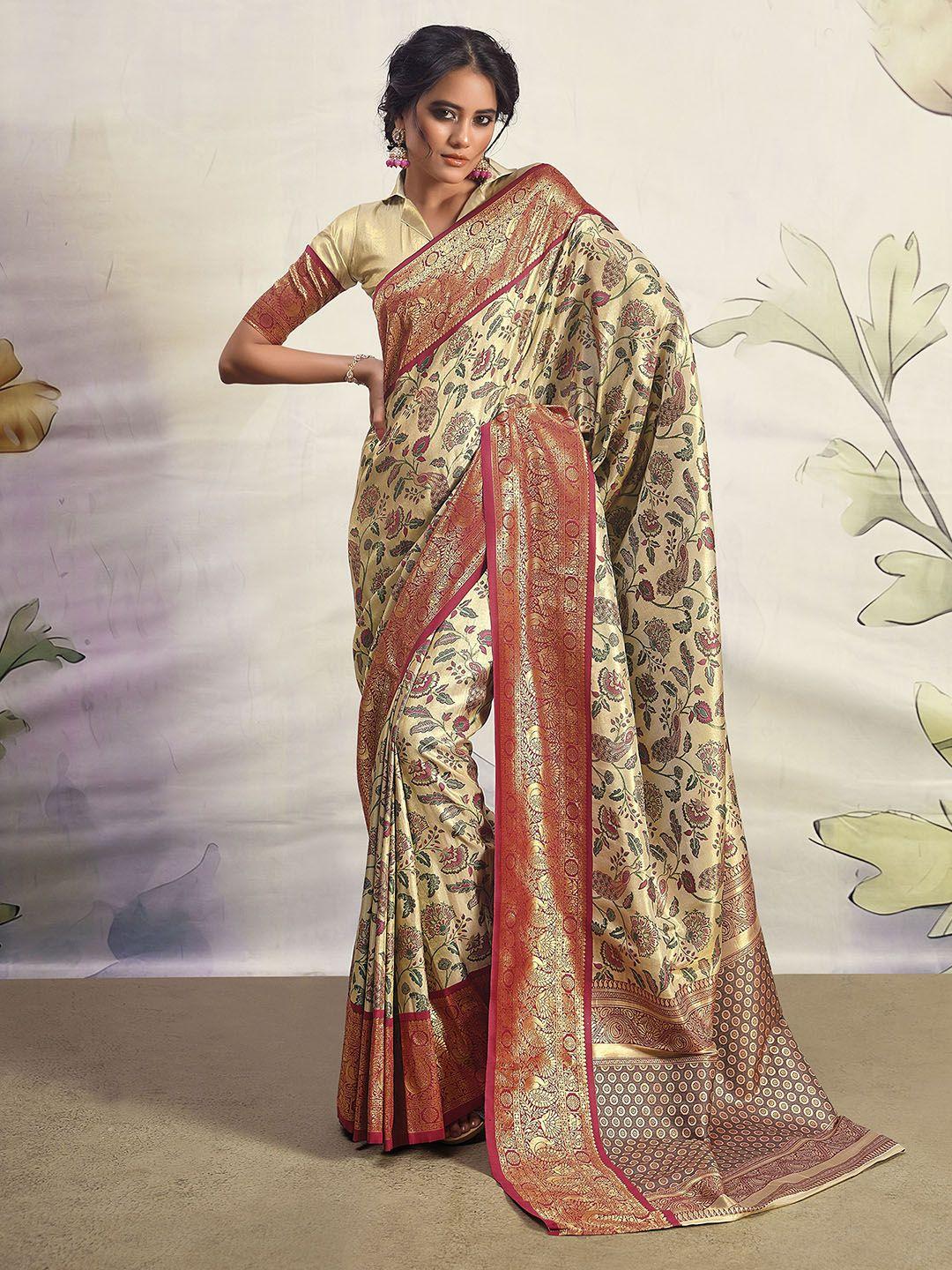 mitera floral zari art silk banarasi saree