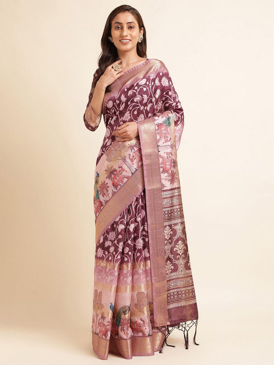 mitera floral zari pure silk saree