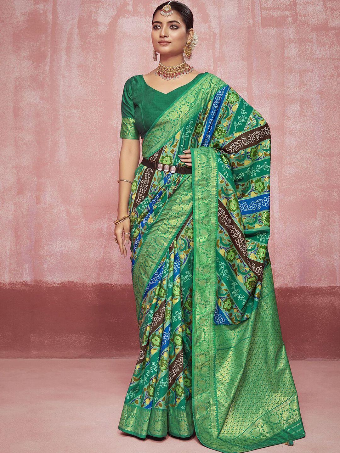 mitera floral zari pure silk sungudi saree