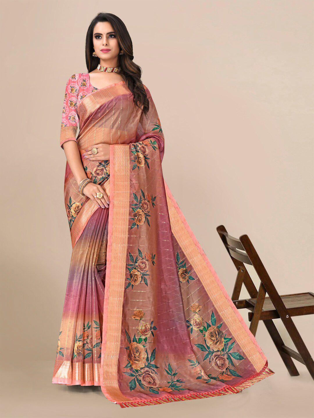 mitera floral zari saree