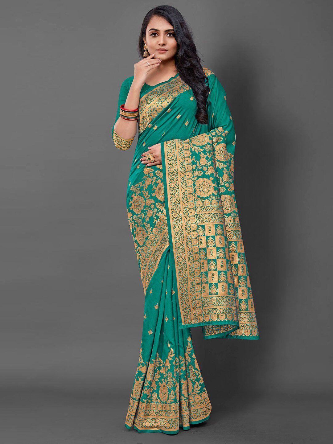 mitera floral zari silk blend banarasi saree