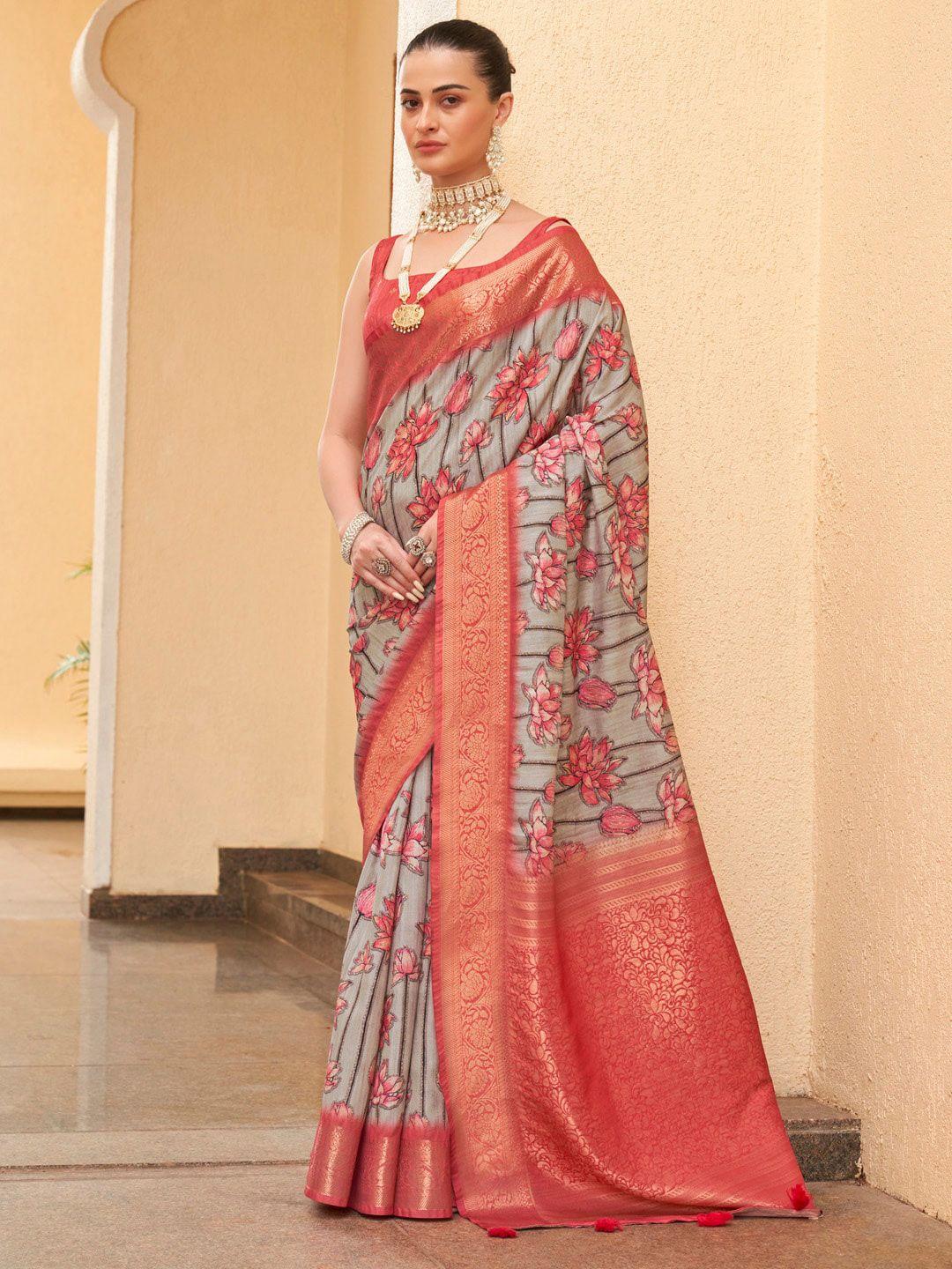 mitera floral zari woven design sungudi saree