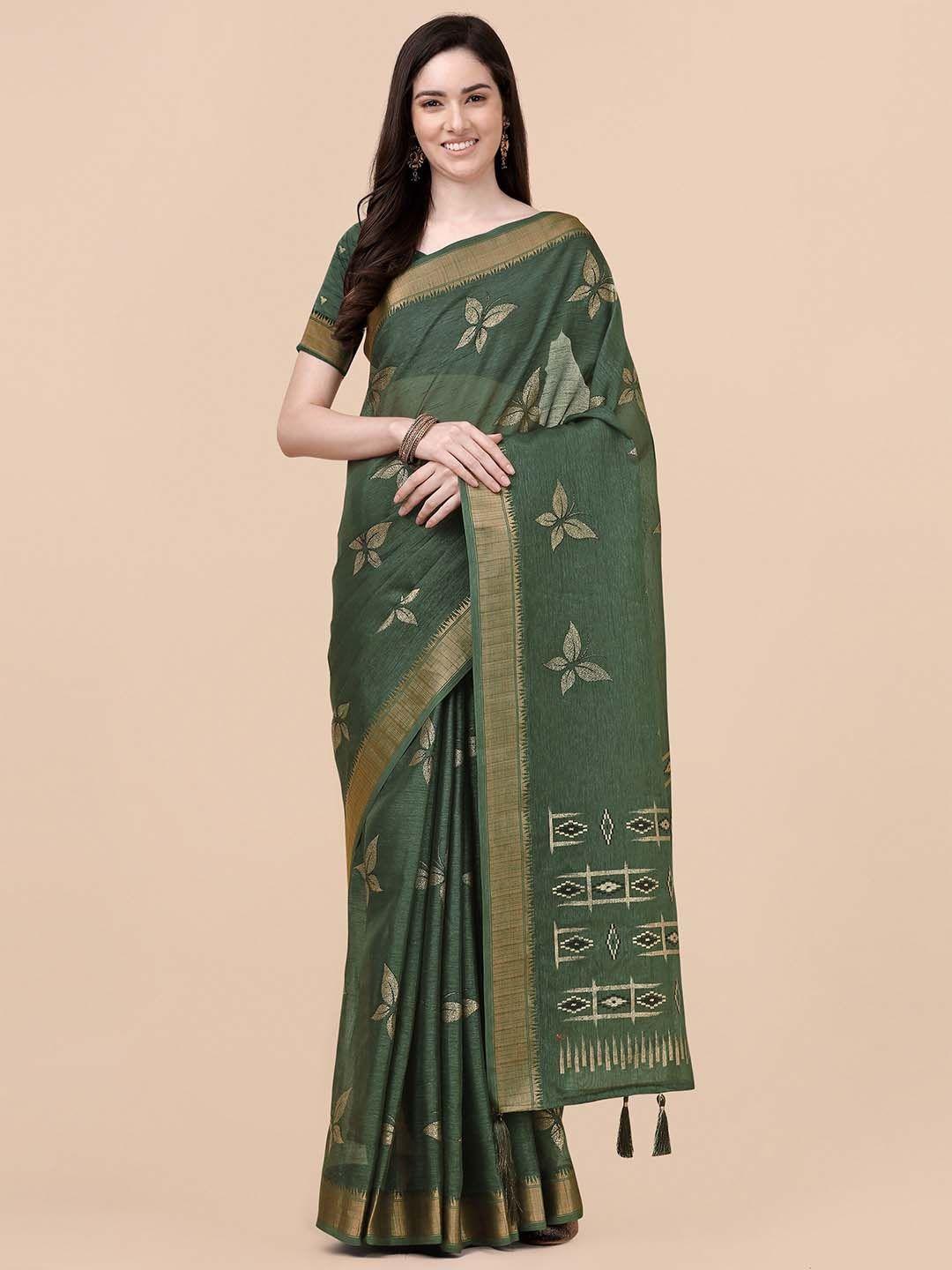 mitera fluorescent floral pure silk saree