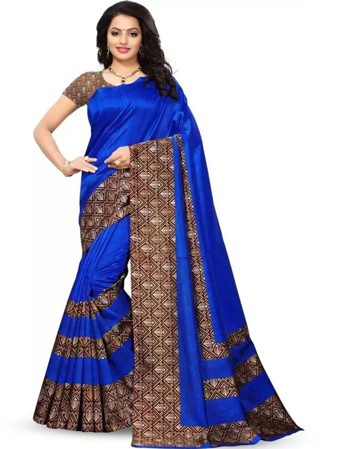 mitera geometric printed art silk banarasi saree