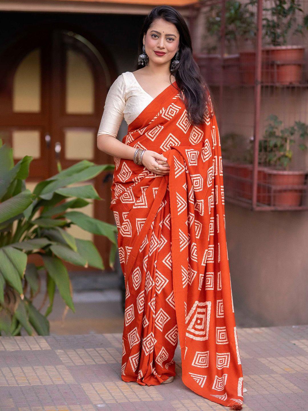 mitera geometric printed saree